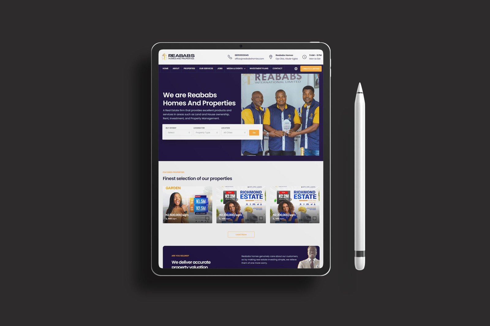 Reababs Homes And Properties Web Development Project scaled